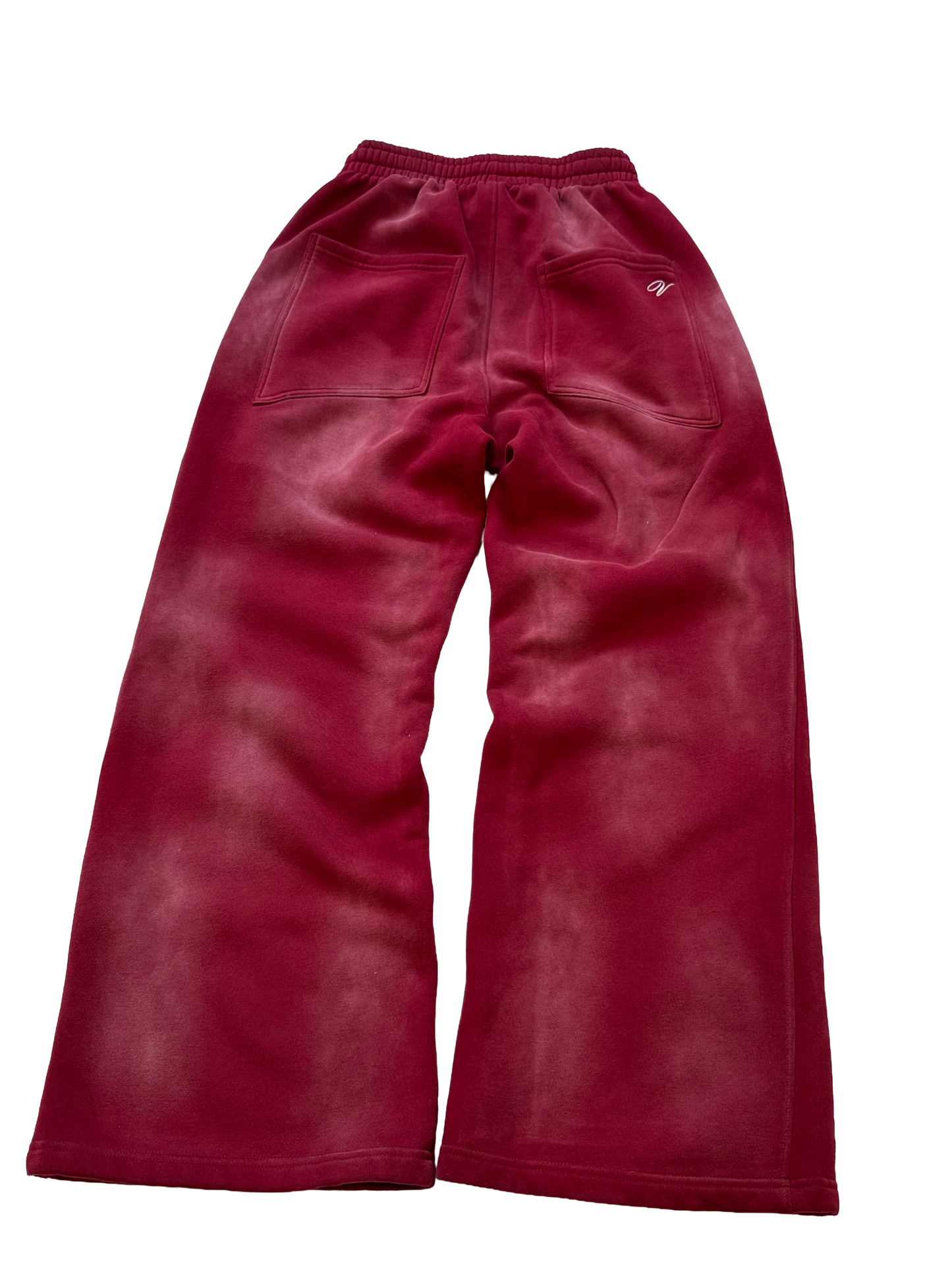 Baggy Acid Wash Sweatpants(Red)